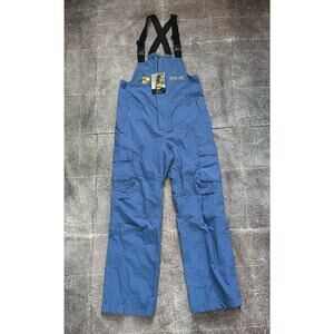 NWT Men's Bass Pro Shops Bone Dry HPR II Blue Black Fishing Bib Gator Pants Sz M